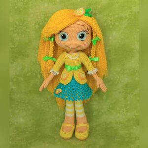 عکس عروسک بافتنی دختر لیمویی