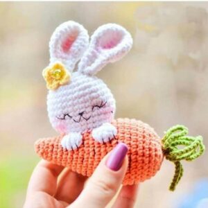 مدل عروسک بافتنی حیوان خرگوش هویجی خوابالو